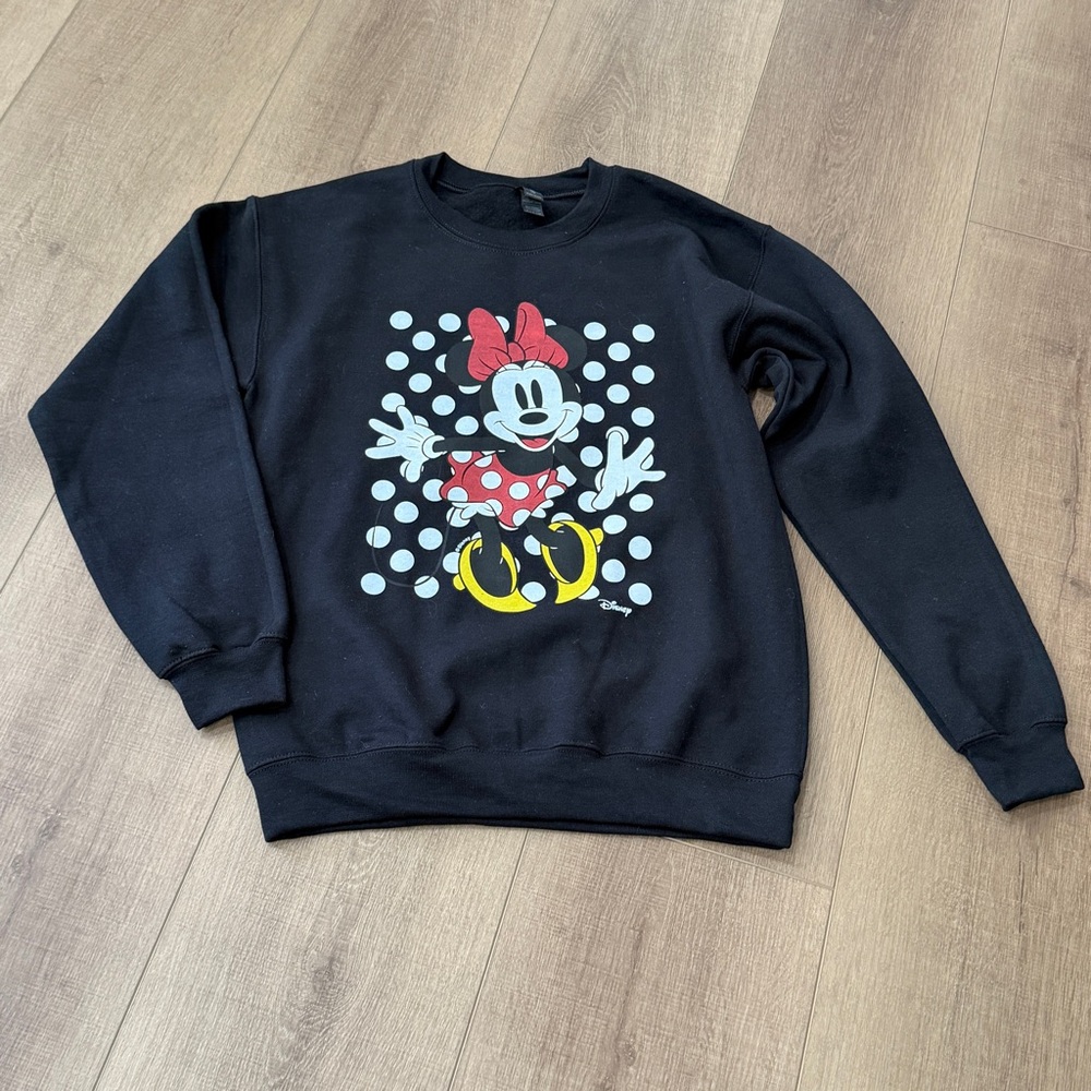 Gildan Heavy Blend Women Sz Small Disney Minnie Mouse SweatShirt Black New - Picture 2 of 7